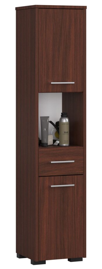 ASTRID2: Elegancia Kúpeľňové Skrinky vo Farbe Wenge Predstavujeme ASTRID2 - modernú kúpeľňovú skrinku, ktorá kombinuje dokonalý dizajn s prvotriednymi materiálmi. Temná a elegantná farba wenge dodá vašej kúpeľni vznešený a súčasný vzhľad.  Typ tovaru: Kúpeľňová skrinka Vhodné do miestnosti:< /strong> Kúpeľňa Materiál: LTD Rozmer: 140 x 30 x 30 cm  Farba: Wenge Vybavenie: 1 zásuvka a plné dvierka Štýl: Moderné, dizajnové  Počet políc: 5  Skrinka ASTRID2 ponúka bohatý úložný priestor vďaka piatim policam, jednej zásuvke a plným dvierkam. Jej jednoduché línie a prvotriedne prevedenie ju robí dokonalým doplnkom pre každú modernú kúpeľňu. Prineste do svojho domova kombináciu štýlu a funkčnosti s ASTRID2!