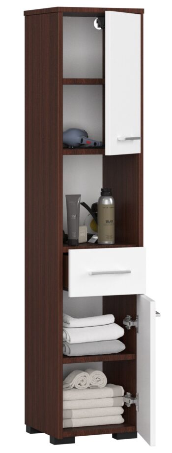 ASTRID2: Kúpeľňová Skrinka v Elegantnej Wenge a Bielej Farbe Potrebujete do svojej kúpeľne modernú skrinku, ktorá kombinuje funkčnosť s dizajnom? Objavte ASTRID2, kúpeľňovú skrinku vo výraznej wenge a čistej bielej farbe, pripravenú oživiť vašu kúpeľňu.  Typ tovaru: Kúpeľňová skrinka Vhodné do miestnosti: Kúpeľňa Materiál: LTD Rozmer: 140 x 30 x 30 cm Farba: Wenge + Biela Vybavenie: 1 zásuvka a plné dvierka < li>Štýl: Moderné, dizajnové Počet políc: 5  S piatimi úložnými policami, zásuvkou a plnými dvierkami ponúka ASTRID2 dostatok priestoru pre všetky vaše kúpeľňové potreby. Moderný vzhľad v spojení s praktickosťou z nej robí nepostrádateľný kúsok do každej kúpeľne. Pridajte štýl a funkčnosť do svojej kúpeľne s ASTRID2!