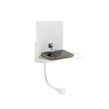 Moderná nástenná lampa biela s USB a flexibilným ramenom - Flero