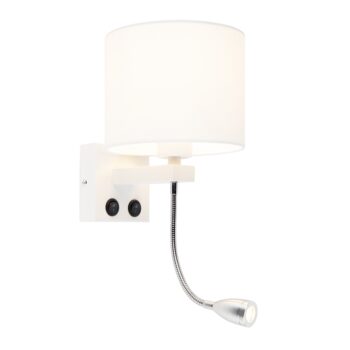 Moderná nástenná lampa biela s bielym tienidlom - Brescia