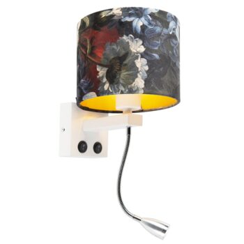Moderná nástenná lampa biela s plyšovou kvetinovou tienidlom - Brescia