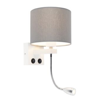 Moderná nástenná lampa biela so sivým tienidlom - Brescia