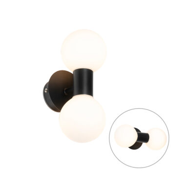 Moderná nástenná lampa čierna IP44 2-svetlo - Cederic