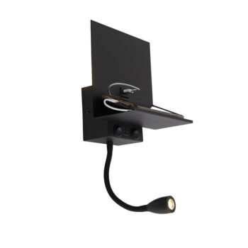 Moderná nástenná lampa čierna s USB a flexibilným ramenom - Flero