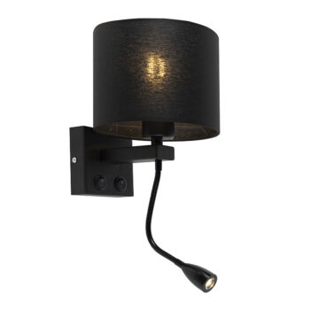 Moderná nástenná lampa čierna s čiernym tienidlom - Brescia