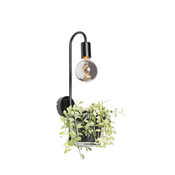 Moderná nástenná lampa čierna so sklom - Roslini
