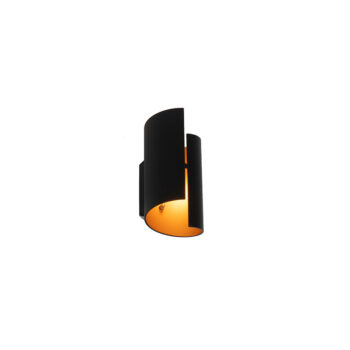 Moderná nástenná lampa čierna so zlatým vnútrom - Faldo