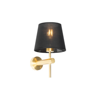 Moderná nástenná lampa mosadz s čiernou - Pluk