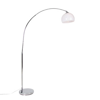 Moderná oblúková lampa chrómová s bielym tienidlom - Arc Basic