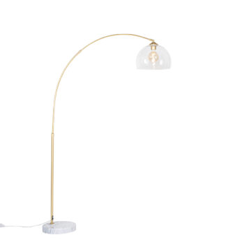 Moderná oblúková lampa mosadz s priehľadným sklom - Arc