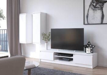 TV stolík ARTEMIS: Moderný a elegantný centrálny kúsok do vašej obývačky  Hľadáte stredobod pre vašu obývačku, ktorá kombinuje moderný dizajn s funkcionalitou? Predstavujeme ARTEMIS, TV stolík, ktorý splní všetky vaše estetické a praktické požiadavky.   Typ tovaru: TV stolík Vhodné do miestnosti: obývacia izba < strong>Materiál: LTD Rozmer: 140 x 240 x 40 cm Farba: biela Vybavenie: dvierka plné (skrinka) Štýl: moderné, dizajnové Počet políc : 8   ARTEMIS prináša svieži a čistý vzhľad do vašej obývačky s jej bielym odtieňom a moderným dizajnom. Osem políc a priestranná skrinka s plnými dvierkami ponúkajú dostatok úložného priestoru pre všetky vaše mediálne potreby. Zaraďte tento dizajnový kúsok do svojho interiéru a užite si kombináciu krásy a praktickosti.