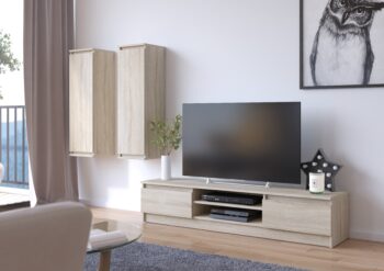 TV stolík ARTEMIS: Moderný a dizajnový doplnok do vašej obývačky  Chcete moderný a dizajnový kúsok nábytku, ktorý sa stane skutočným ozdobným prvkom vašej obývačky? Zoznámte sa s ARTEMIS, TV stolom, ktorý ponúka kombináciu elegancie, funkčnosti a odolnosti.   Typ tovaru: TV stolík Vhodné do miestnosti: obývacia izba < strong>Materiál: LTD Rozmer: 140 x 240 x 40 cm Farba: dub Sonoma< /li> Vybavenie: dvierka plné (skrinka) Štýl: moderné, dizajnové Počet políc: 8   ARTEMIS nielenže skvele vyzerá vďaka svojmu modernému a dizajnovému štýlu, ale tiež ponúka dostatok úložného priestoru s ôsmimi policami a skrinkou s plnými dvierkami . Ideálne riešenie pre tých, ktorí hľadajú esteticky atraktívny a praktický nábytok v odtieni dub Sonoma, ktorý skvele zapadne do každého interiéru.