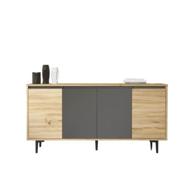 RELLY - Moderná komoda a skrinka pre spálňu a obývaciu izbuZvoľte si spoľahlivosť a eleganciu s našou komodou a skrinkou RELLY. Tento moderný kúsok nábytku je ideálny pre vašu spálňu a obývaciu izbu, prinášajú do nich štýlový a funkčný prvok. Jeho robustný vzhľad a obdĺžnikový, rovný tvar dodajú vašim priestorom moderný a súčasný nádych. Špecifikácia produktu:Typ: Komoda, skrinkaMateriál: LTD (18 mm hrúbka materiálu)Rozmer: 79 x 160 x 79 cmPočet dverí: 4 dverovéFarba: Dub Left a šedáŠtýl : Moderné, dizajnovéVzhľad: RobustnéS komodou a skrinkou RELLY získate nielen úložný priestor, ale aj kúsok nábytku, ktorý sa stane stredobodom vášho interiéru. Či už ju umiestnite do spálne alebo obývačky, jej jednoduchý a pritom štýlový dizajn prinesie do vášho domova nový estetický rozmer. Vytvorte si pohodlné a moderné prostredie s produktom RELLY.Dodávame v demonte.