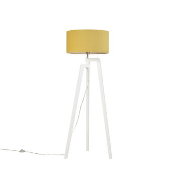 Moderná stojaca lampa biela s tienidlom v tvare kukurice 50 cm - Puros