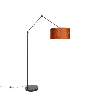 Moderná stojaca lampa čierna s oranžovým tienidlom 50 cm - Editor