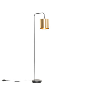 Moderná stojaca lampa čierna so zlatom - Lofty
