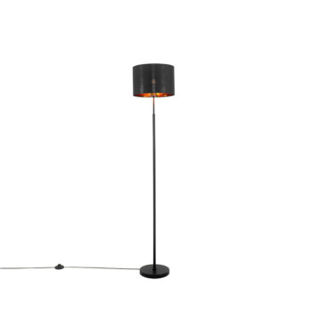 Moderná stojaca lampa čierna so zlatým okrúhlym - VT