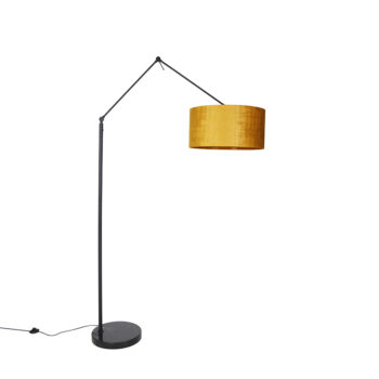 Moderná stojaca lampa čierna so zlatým tienidlom 50 cm - Editor