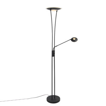 Moderná stojaca lampa čierna vrátane LED s čítacím ramenom - Ibiza