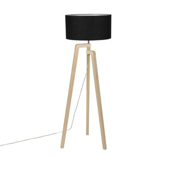 Moderná stojaca lampa drevo s čiernym tienidlom 45 cm - Puros