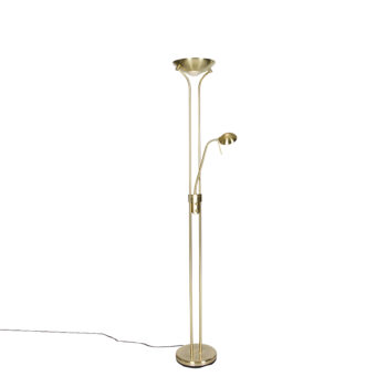 Moderná stojaca lampa mosadz s lampou na čítanie vrátane LED Dim to Warm - Diva
