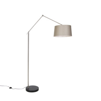 Moderná stojaca lampa oceľ s hnedým tienidlom 45 cm - Editor
