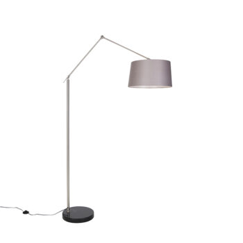 Moderná stojaca lampa oceľ s tienidlom tmavosivá 45 cm - Editor
