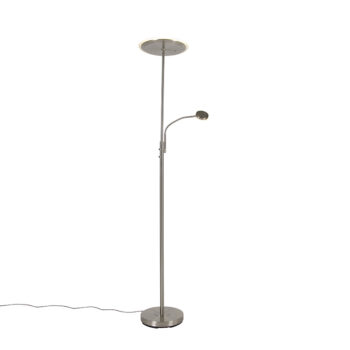 Moderná stojaca lampa oceľ vrátane LED stmievateľná s ramenom na čítanie - Strela