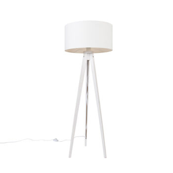 Moderná stojaca lampa trojnožka biela s tienidlom bielym 50 cm - Tripod Classic