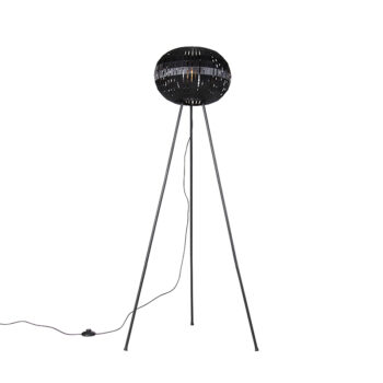 Moderná stojaca lampa trojnožka čierna - Zoë