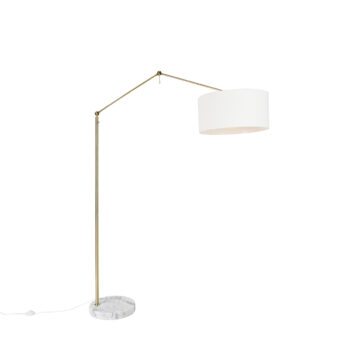 Moderná stojaca lampa zlatá s tienidlom bielym 50 cm nastaviteľná - Editor