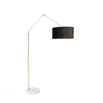 Moderná stojaca lampa zlatý zamatový tienidlo čierna 50 cm - Editor