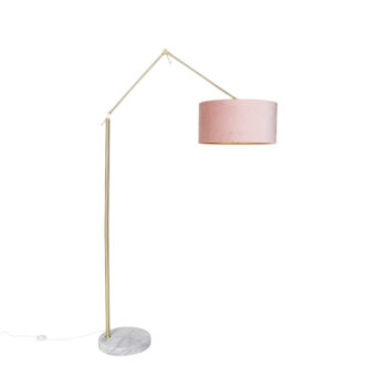Moderná stojaca lampa zlatý zamatový tienidlo ružový 50 cm - Editor