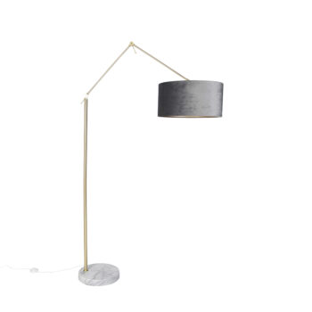 Moderná stojaca lampa zlatý zamatový tienidlo sivý 50 cm - Editor