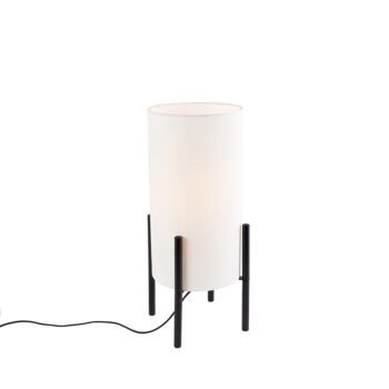Moderná stolná lampa čierna s ľanovým bielym tienidlom - Rich