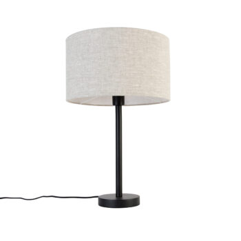 Moderná stolná lampa čierna s tienidlom z bouclé svetlosivej 35 cm - Simplo