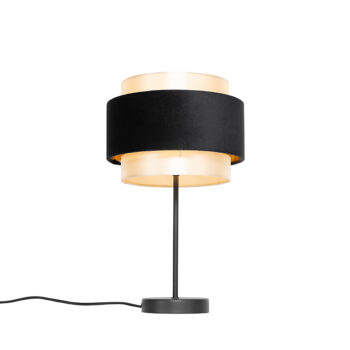 Moderná stolná lampa čierna so zlatom - Elif