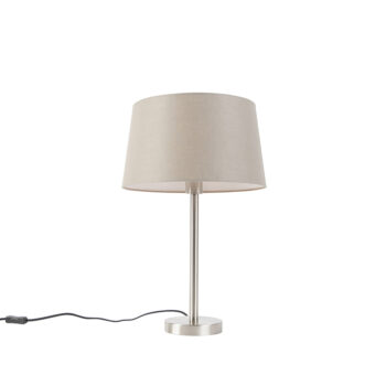 Moderná stolná lampa oceľ s tienidlom taupe 35 cm - Simplo