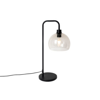 Moderná stolová lampa čierna s dymovým tienidlom - Maly