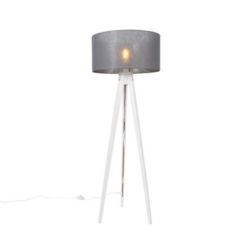 Moderná trojnohá stojaca lampa biela so sivým tienidlom 50 cm - Tripod Classic