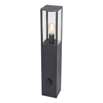 Moderná vonkajšia stojaca lampa čierna 80 cm so zásuvkou IP44 - Charlois