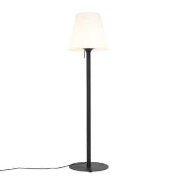 Moderná vonkajšia stojaca lampa čierna s bielym tienidlom IP44 - Big Virginia