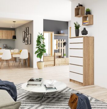 Komoda HEDDI60: Kombinácia elegancie duba Sonoma a moderného dizajnu Typ tovaru: Komoda, skrinka Objavte komodu HEDDI60 , Ktorá stelesňuje dokonalú harmóniu medzi moderným dizajnom a teplým vzhľadom duba Sonoma. S vhodnosťou pre spálňu aj obývacia izba, táto komoda sa stane stredobodom každej miestnosti vďaka svojmu vysokému dizajnu a výnimočnej kombinácii farieb dub Sonoma a bielej.< /p>  Materiál: LTD - odolný a dlhoveký materiál Rozmer: 130 x 60 x 40 cm - optimálne rozmery pre maximálne využitie úložného priestoru Farba: dub Sonoma + biela - klasickosť duba v modernom kabátiku Vybavenie: 6 zásuviek a viac - ponúka dostatok miesta na uskladnenie všetkého, čo potrebujete Štýl: moderné, dizajnové - kombinácia, ktorá nikdy nevyjde z módy  Nechajte sa očariť komodou HEDDI60, ktorá prináša dokonalú rovnováhu medzi praktickosťou a štýlovým dizajnom. Investujte do nábytku, ktorý sa stane klenotom vášho interiéru.