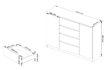 Moderná komoda LEA140 v elegantnej kombinácii bielej a dubu Sonoma Plánujete osviežiť svoju obývačku či spálňu novým kúskom nábytku? Predstavujeme vám komodu LEA140, ktorá kombinuje moderný dizajn s tradičným vzhľadom duba Sonoma. Jej rafinovaný vzhľad a praktickosť ju predurčuje stať sa centrálnym prvkom vášho interiéru.  Typ tovaru: Komoda, skrinka Materiál: LTD  - zaručuje odolnosť a dlhú životnosť Rozmer: 99 x 138 x 40 cm - optimálne rozmery pre vaše potreby Farba:  biela + dub Sonoma - kombinácia modernosti a klasiky Vybavenie: 4 zásuvky a dvierka plné - priestranné uskladnenie vašich vecí Počet dverí, dvierok: 2 dverové Počet políc: 4 - organizácia vašich potrieb nikdy nebola jednoduchšia  Komoda LEA140 nie je len kúskom nábytku, ale aj dokonalým doplnkom, ktorý podčiarkne charakter vášho bývania. Vytvorte harmóniu a funkčnosť v jednom s touto neodolateľnou komodou. Zmeňte svoj domov s komodou LEA140 a urobte z neho miesto snov!