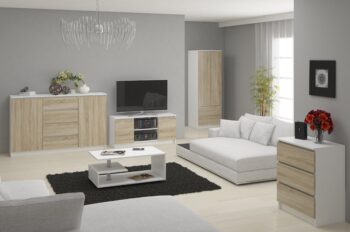 Moderná komoda LEA140 v elegantnej kombinácii bielej a dubu Sonoma Plánujete osviežiť svoju obývačku či spálňu novým kúskom nábytku? Predstavujeme vám komodu LEA140, ktorá kombinuje moderný dizajn s tradičným vzhľadom duba Sonoma. Jej rafinovaný vzhľad a praktickosť ju predurčuje stať sa centrálnym prvkom vášho interiéru.  Typ tovaru: Komoda, skrinka Materiál: LTD  - zaručuje odolnosť a dlhú životnosť Rozmer: 99 x 138 x 40 cm - optimálne rozmery pre vaše potreby Farba:  biela + dub Sonoma - kombinácia modernosti a klasiky Vybavenie: 4 zásuvky a dvierka plné - priestranné uskladnenie vašich vecí Počet dverí, dvierok: 2 dverové Počet políc: 4 - organizácia vašich potrieb nikdy nebola jednoduchšia  Komoda LEA140 nie je len kúskom nábytku, ale aj dokonalým doplnkom, ktorý podčiarkne charakter vášho bývania. Vytvorte harmóniu a funkčnosť v jednom s touto neodolateľnou komodou. Zmeňte svoj domov s komodou LEA140 a urobte z neho miesto snov!