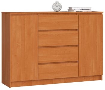 Moderná komoda LEA140 v teplom odtieni jelše Chcete dodať vašej obývačke alebo spálni nádych prírodnej elegancie? Komoda LEA140 je ideálnou voľbou. Výrazná farba jelša spoločne s moderným dizajnom prináša kombináciu prirodzenosti a súčasnosti do vášho domova.  Typ tovaru: Komoda, skrinka Materiál: LTD - záruka kvality a dlhej životnosti Rozmer: 99 x 138 x 40 cm - priestranná, avšak kompaktné rozmery pre vaše potreby  Farba: jelša - teplý odtieň, ktorý vnesie do miestnosti pokoj a pohodu Vybavenie: 4 zásuvky a dvierka plné - dostatok úložného priestoru Počet dverí, dvierok: 2 dverové Počet políc: 4 - na usporiadané uloženie vašich vecí  Táto komoda LEA140 je dokonalým spojením funkčnosti a estetiky. Moderný dizajn a farba v odtieni jelše dodajú vášmu interiéru svieži a zároveň útulný vzhľad. Pridajte do svojho bývania prvok, ktorý zaujme na prvý pohľad a poslúži vám na dlhé roky. S komodou LEA140 bude váš domov vyzerať ešte lepšie!