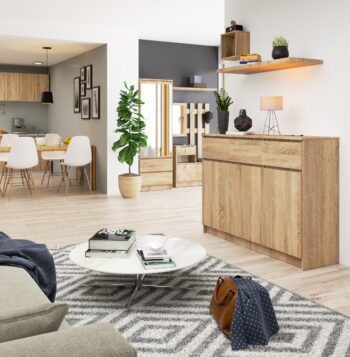 Dizajnová komoda LIANA140 v elegantnom dube Sonoma Pre všetkých milovníkov moderného dizajnu prichádza komoda LIANA140. Tento kúsok nábytku vám ponúkne nielen praktický úložný priestor, ale aj estetický zážitok, ktorý oživí vašu spálňu či obývaciu izbu.  Typ tovaru: Komoda, skrinka Materiál: LTD - garant dlhej životnosti a odolnosti Rozmer: 99 x 138 x 40 cm - ideálna veľkosť pre každý interiér Farba: dub Sonoma - teplý a prirodzený odtieň, ktorý pridá izbe na útulnosti Vybavenie: 3 zásuvky a dvierka plné  - všetko, čo potrebujete pre účinnú organizáciu vašich vecí Počet dverí, dvierok: 3 dverové Počet políc: 6< /strong> - viac priestoru pre vaše veci v elegantnom balení  Moderný dizajn komody LIANA140 s vysokým vzhľadom a estetikou duba Sonoma je skvelým doplnkom pre každý interiér. Navrhnutá s dôrazom na detail, táto komoda bude nádherným centrálnym prvkom vašej obývačky či spálne.