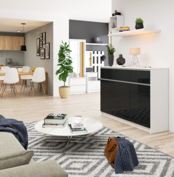 Moderná komoda LIANA140 v elegantnej kombinácii bielej a grafit lesku Potrebujete unikátny kúsok nábytku, ktorý prepojí funkčnosť s dizajnom? Predstavujeme LIANA140, komodu, ktorá vám ponúka nielen úložný priestor, ale aj estetický zážitok. Tento skvost v kombinácii bielej a grafit lesku je ideálnym doplnkom pre vašu spálňu či obývaciu izbu.  Typ tovaru: Komoda, skrinka Materiál: LTD - garancia kvality a odolnosti Rozmer: 99 x 138 x 40 cm - skvelé rozmery pre optimálne uskladnenie Farba: biela + grafit lesk - sofistikovaná kombinácia pre moderné interiéry Vybavenie: 3 zásuvky a dvierka plné - dostatok priestoru pre vaše veci Počet dverí, dvierok: 3 dverové Počet políc: 6 - vytvorte si svoj vlastný systém usporiadania > Dekor: lesk - dodáva produktu luxusný vzhľad  LIANA140 je tým pravým kúskom nábytku pre všetkých, ktorí hľadajú kombináciu dizajnu a funkčnosti. Táto vysoká komoda s lesklým dekorom oživí každý interiér a stane sa nepostrádateľnou súčasťou vášho domova.
