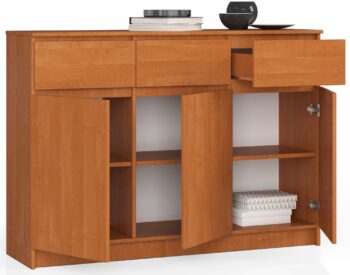 Moderná komoda LIANA140 v elegantnej farbe jelša Pre milovníkov moderného a dizajnového nábytku predstavujeme LIANA140 - komodu, ktorá sa stane skvelým doplnkom vašej spálne či obývacej izby. S jej jedinečným vzhľadom a praktickosťou získate nielen funkčný, ale aj estetický prvok do vášho domova.  Typ tovaru: Komoda, skrinka Materiál: LTD - záruka kvality a dlhej životnosti Rozmer: 99 x 138 x 40 cm - priestranné, ale zároveň kompaktné rozmery  Farba: jelša - teplý a elegantný odtieň pridávajúci interiéru na pohodlie Vybavenie: 3 zásuvky a dvierka plné - dostatok miesta na uskladnenie všetkého, čo potrebujete Počet dverí, dvierok: 3 dverové Počet políc: 6 - ponúka dodatočný priestor pre vaše osobné veci  Pridajte do svojho bytu šmrnc s touto modernou komodou LIANA140. Jej vysoký dizajn a farebné prevedenie v jelši bude nádherným doplnkom pre každý interiér.