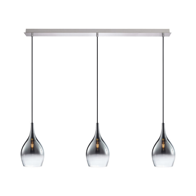 Moderne hanglamp chroom met smoke glas 3-lichts - Pilua Moderne hanglamp chroom met smoke glas 3-lichts - Pilua